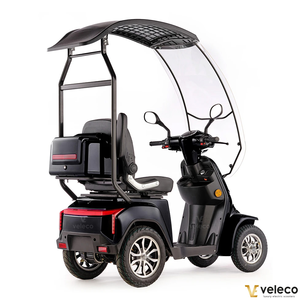 Promenadscooter med tak bakifrån svart promenadscooter bäst i test 4hjul också kallad för promenadskoter permobil med tak