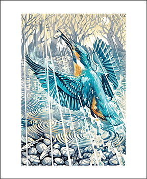 Kingfisher, Evening Rain By Martin Truefitt-Baker, Greeting Card
