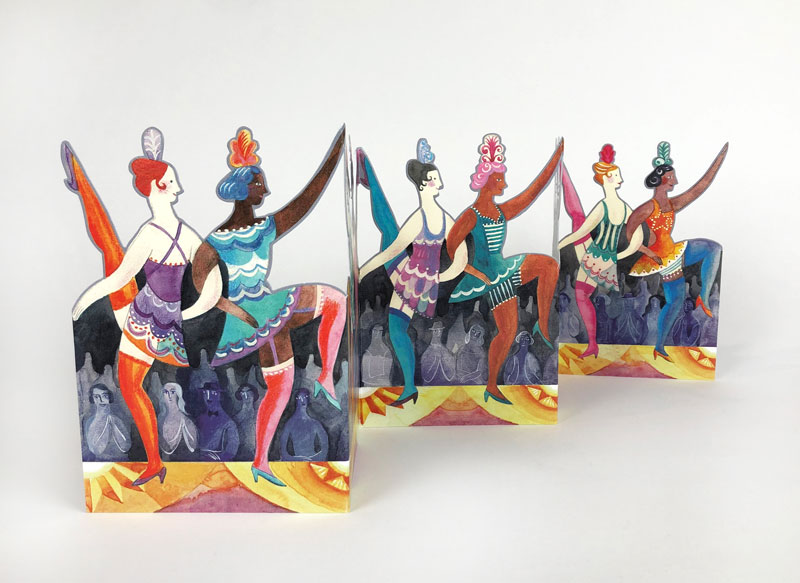 Cabaret Dancers die cut chain of cabaret ladies by Sarah Young, Greeting Card - 2