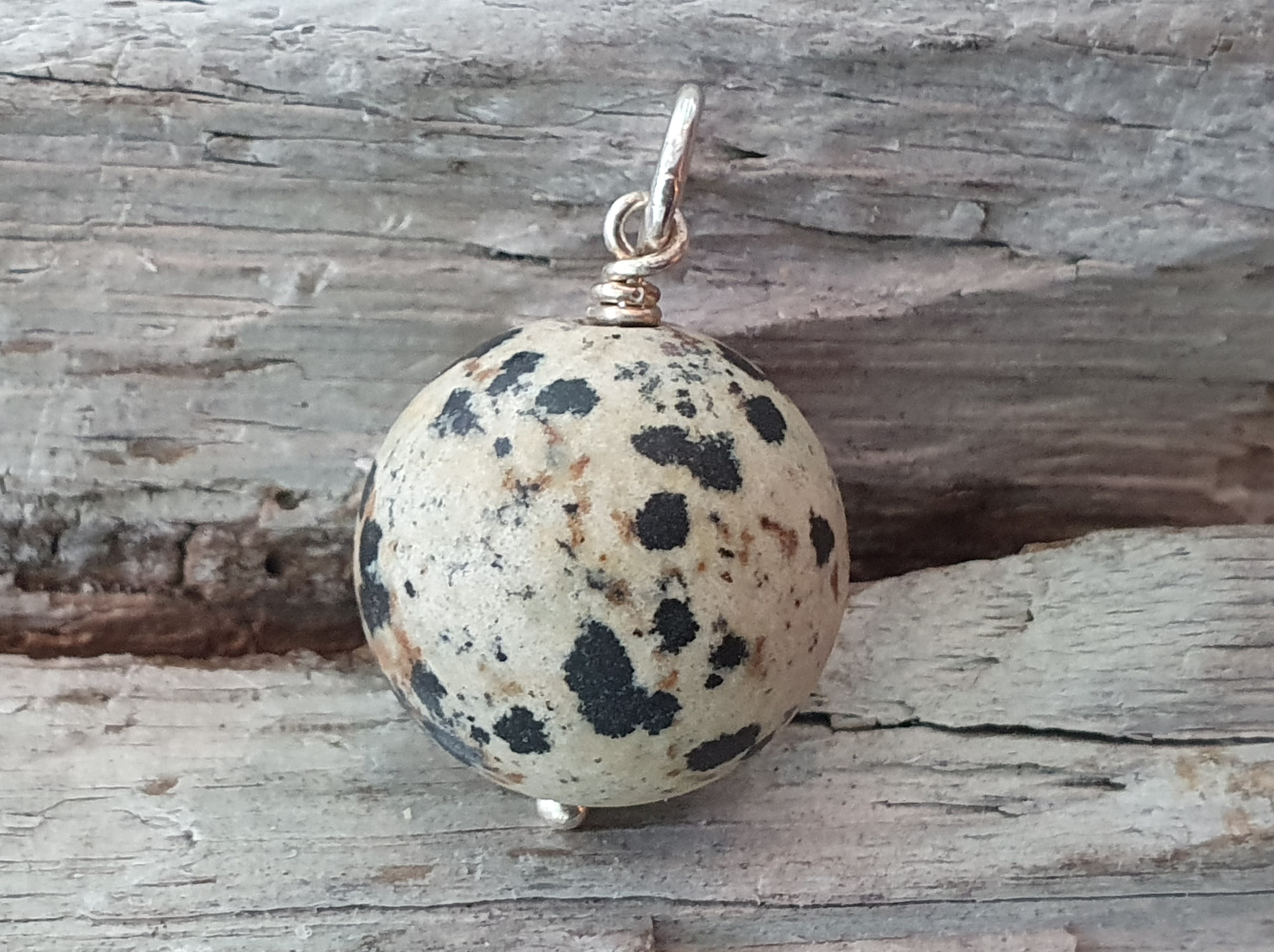 JOD Bubbles: Dalmatinerjaspis matt 20mm kula, 925-silver