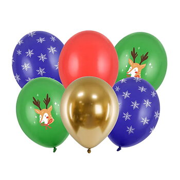 Ballongbukett - Renar och snöflingor 6-pack
