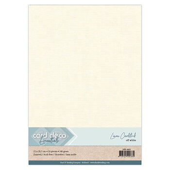 Card Deco Linen - A4 - Off-White 10-p