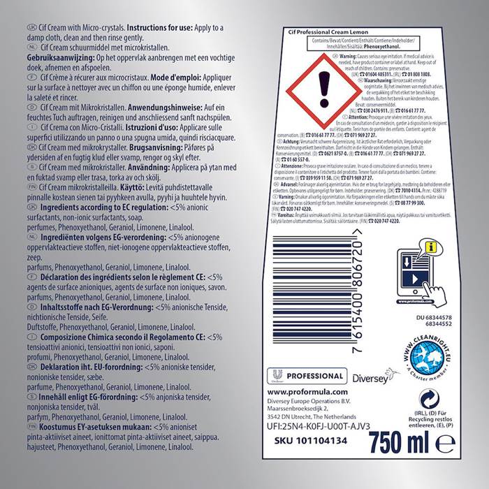 Skurkräm Cif Pro Citron 750ml - 2