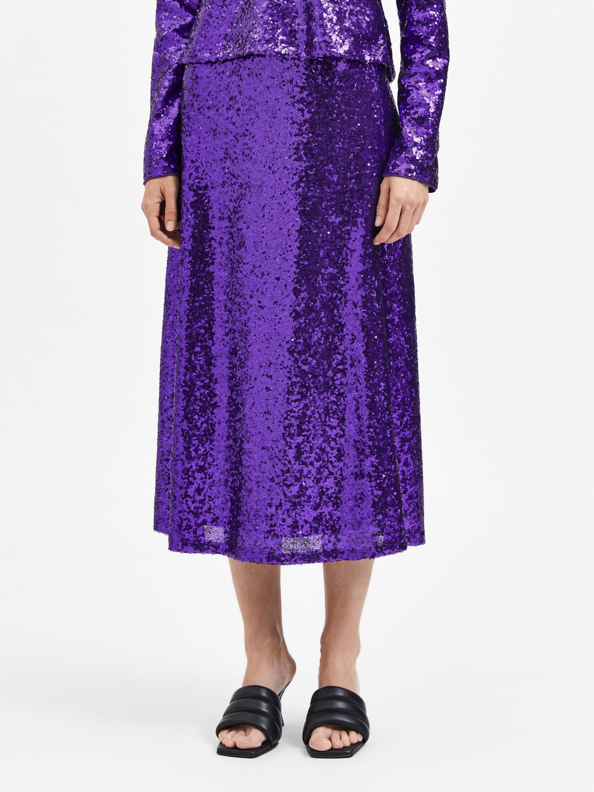 Selected Femme Sequin mid skirt - 5
