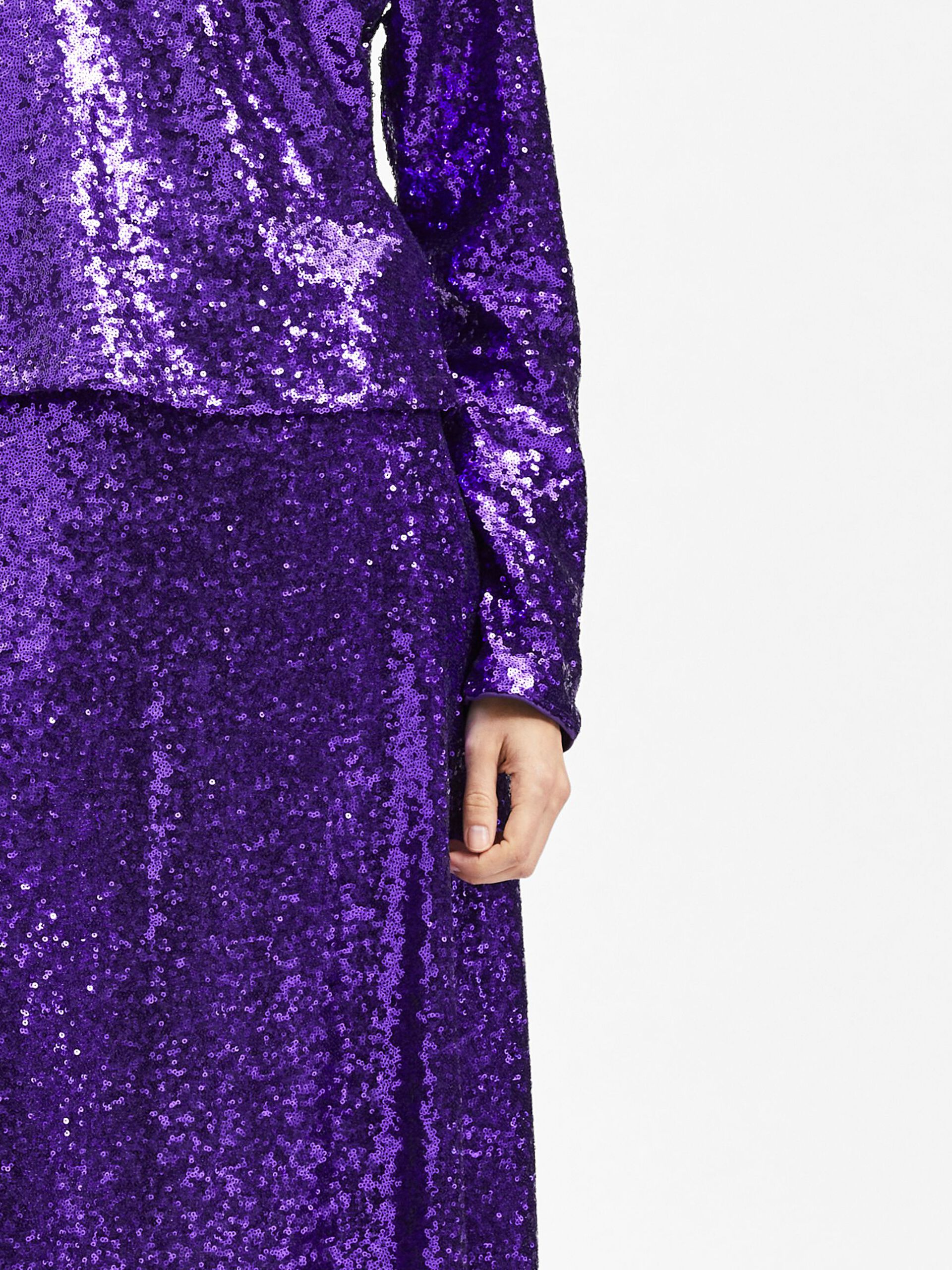 Selected Femme Sequin mid skirt - 4
