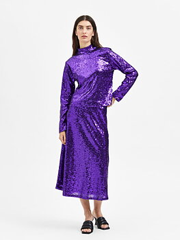 Selected Femme Sequin mid skirt