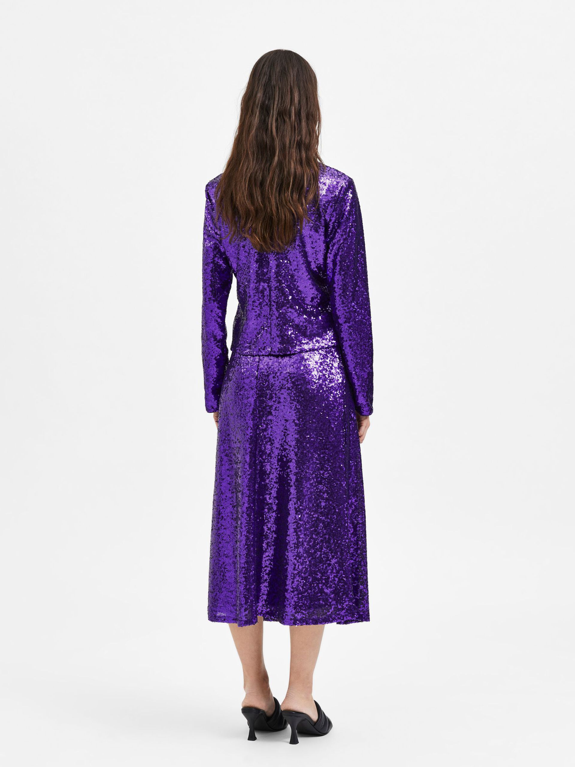 Selected Femme Sequin mid skirt - 3