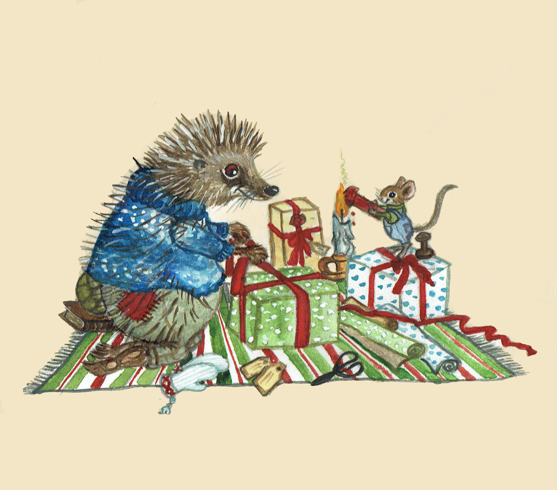 Julkort "Julklappar till alla" 