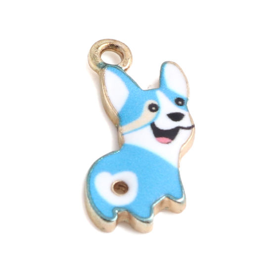 Berlock -  Emaljerad Hund, Corgi  Blå