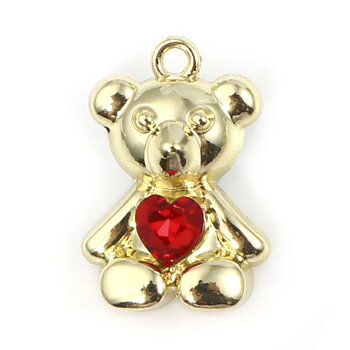 Berlock -  Nalle / Björn 3D, Guld , rhinestone