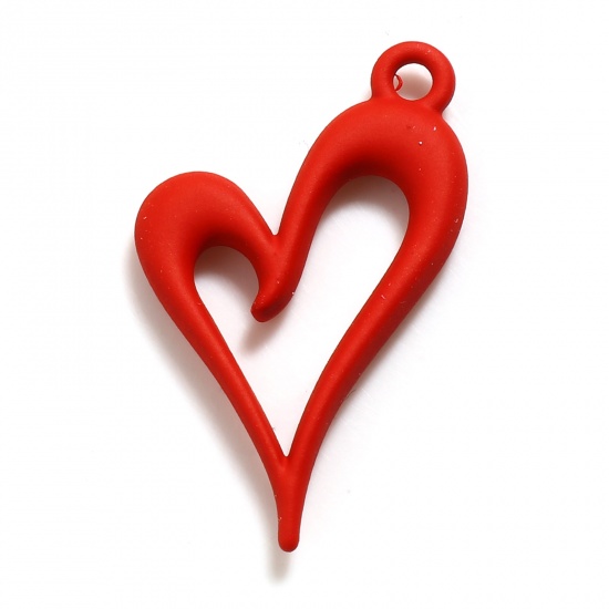 Charm  Heart silver 24mm, Red