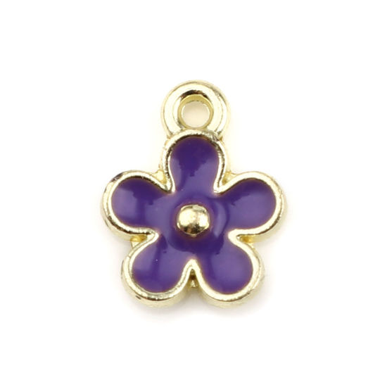 Berlock ,  Emaljerad blomma, Lila 12mm