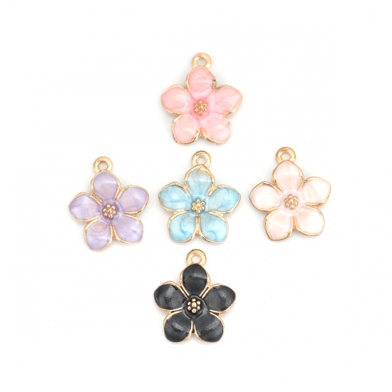 Charm   Enameld  flower, pearl pinkBe-2162 - 2