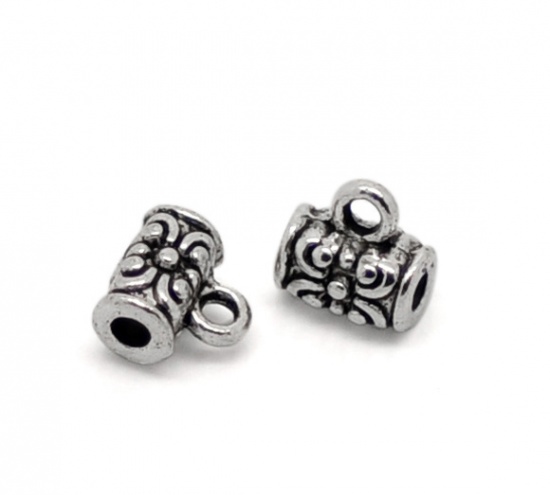 Connector / bail  d silver, flower 7mm