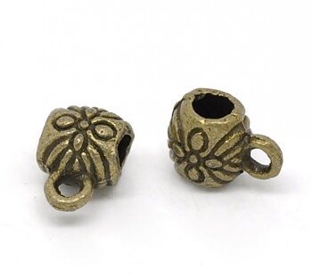 Connector / bail  Bronze , flower 9mm