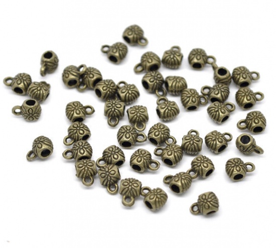Connector /bail/Berlockhållare -   Brons mönstrad 9mm - 2