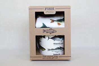 Fishes Enamel Mug with socks