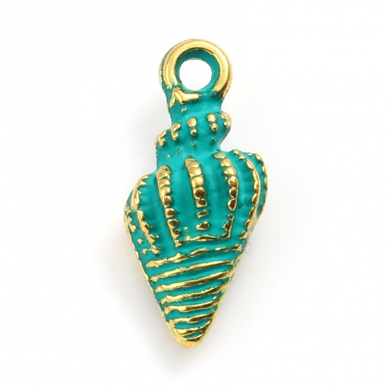 Charm   Enamel Con snail Shell Gold / green