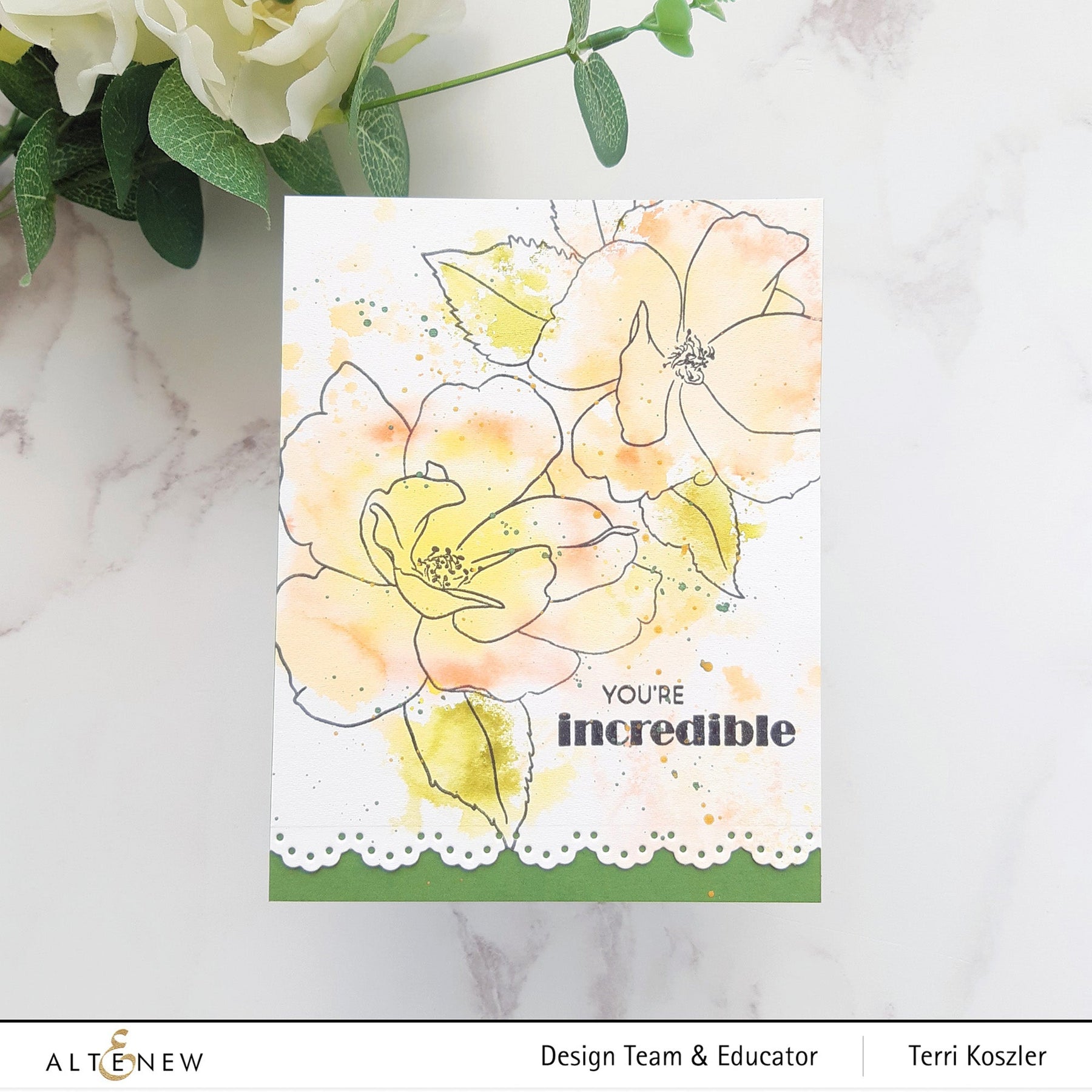 ALTENEW -Paint-A-Flower: China Rose Outline Stamp Set - 2