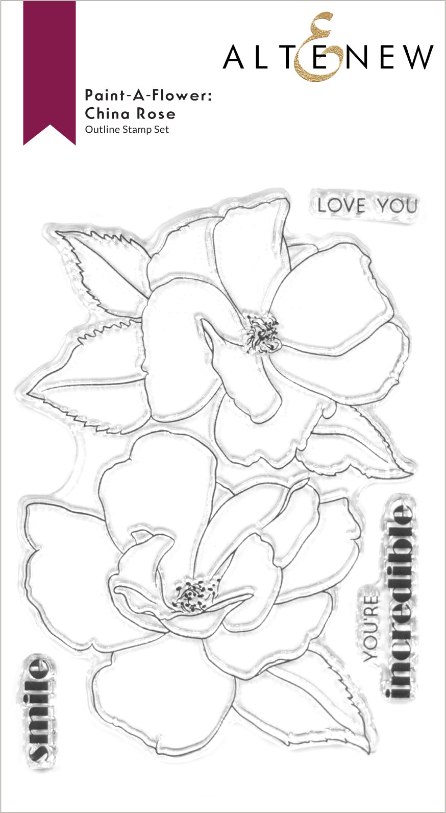 ALTENEW -Paint-A-Flower: China Rose Outline Stamp Set