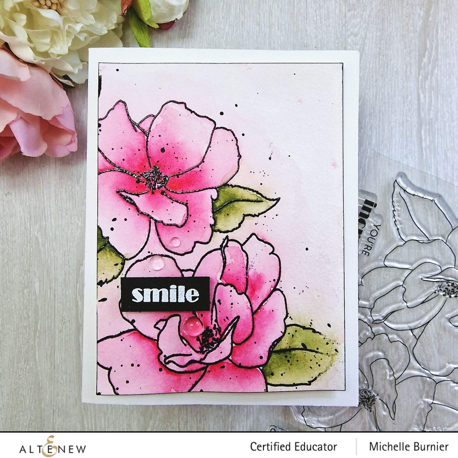 ALTENEW -Paint-A-Flower: China Rose Outline Stamp Set - 9