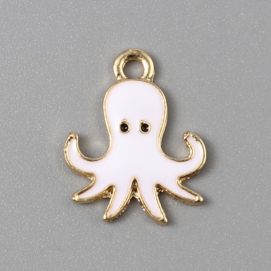 Charm   Enamel Octopus, white
