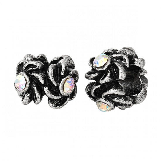 Charm , Metal rhinestone, flower clear AB
