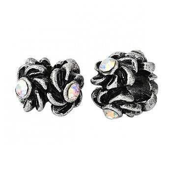 Charm , Metal rhinestone, flower clear AB