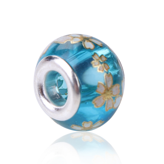 Pärla/Charm - Glas, Japansk Tensha , Körsbär Turkos