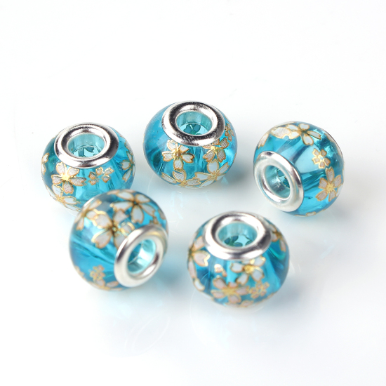 Pärla/Charm - Glas, Japansk Tensha , Körsbär Turkos - 2