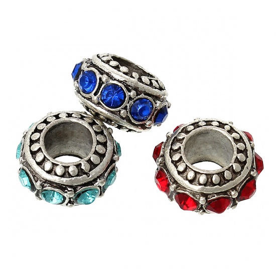 Bead / pendant- Disc Barrel w rhinestones  - 2