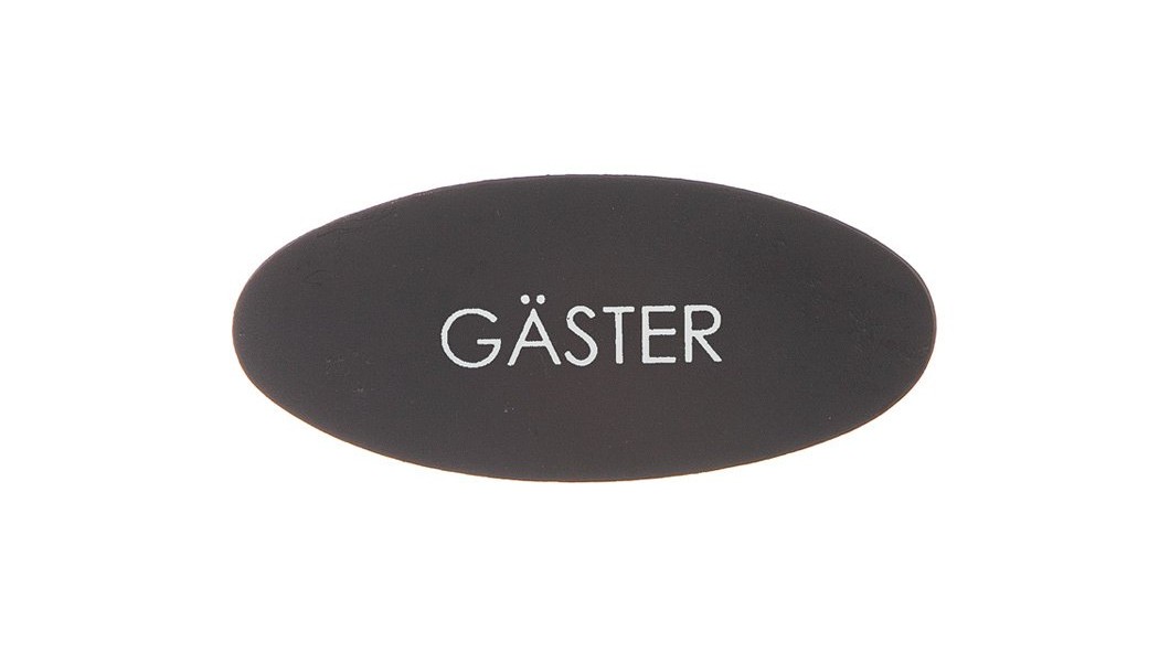 Plåtskylt - Gäster, svart