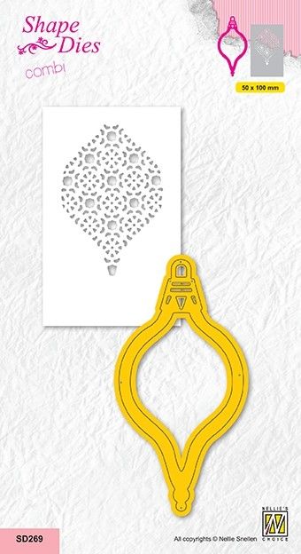  Shape dies Christmas ball with inner decor stencil "droplet"