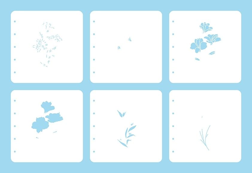 Flower set 4: Set of 6 stencils "Orchid"