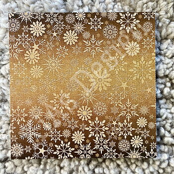 028 KD MPJ Vintage snöflingor guldig bakgrund på tyg 