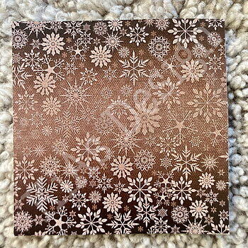 032 KD MPJ Vintage snöflingor brun bakgrund på tyg 
