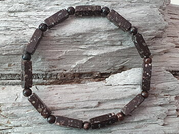 Porphyry bracelet rectangles and balls 4mm, approx. 18,5cm