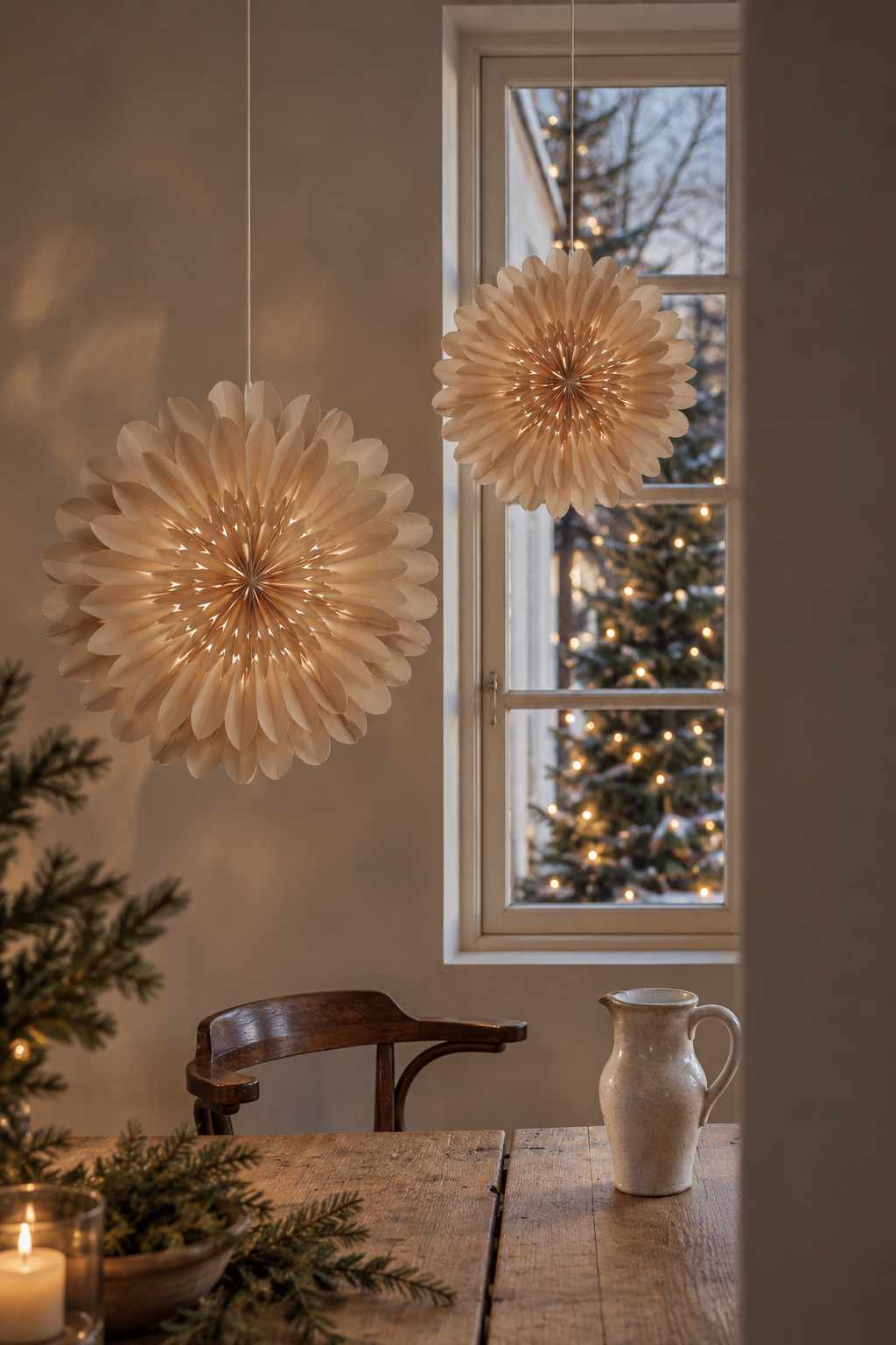 Adventsstjärna - Stjärna Lotus - 60 cm - Beige - Watt & Veke