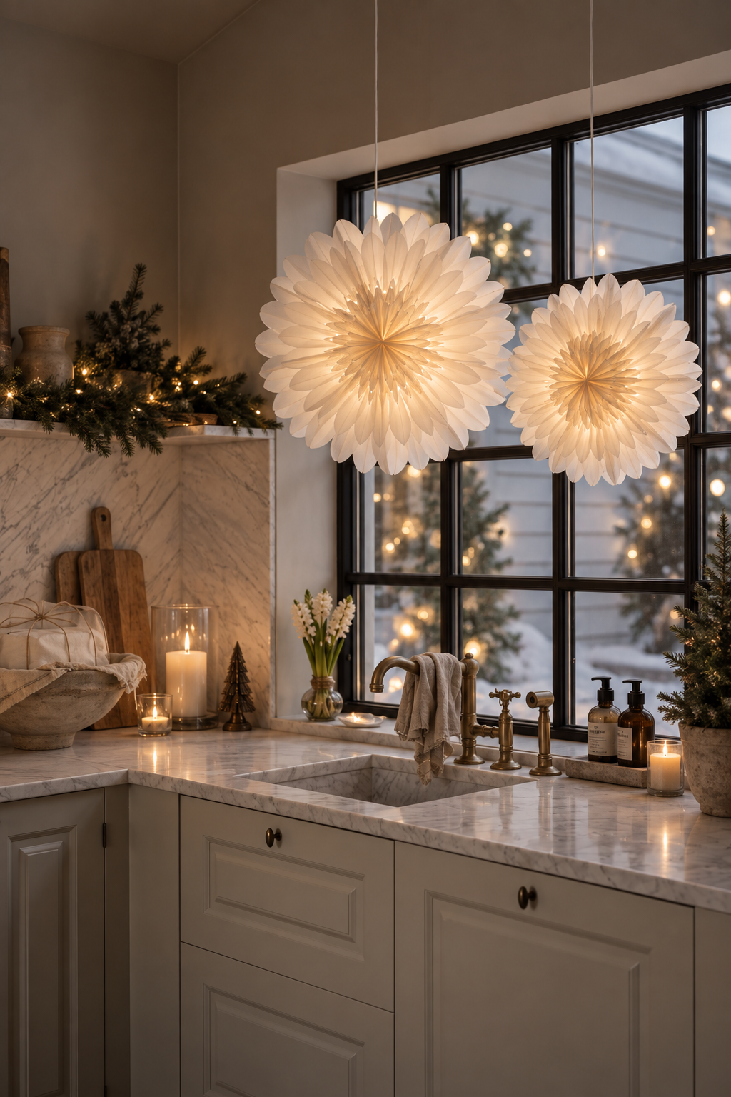 Adventsstjärna - Stjärna Lotus - 60 cm - Vit - Watt & Veke