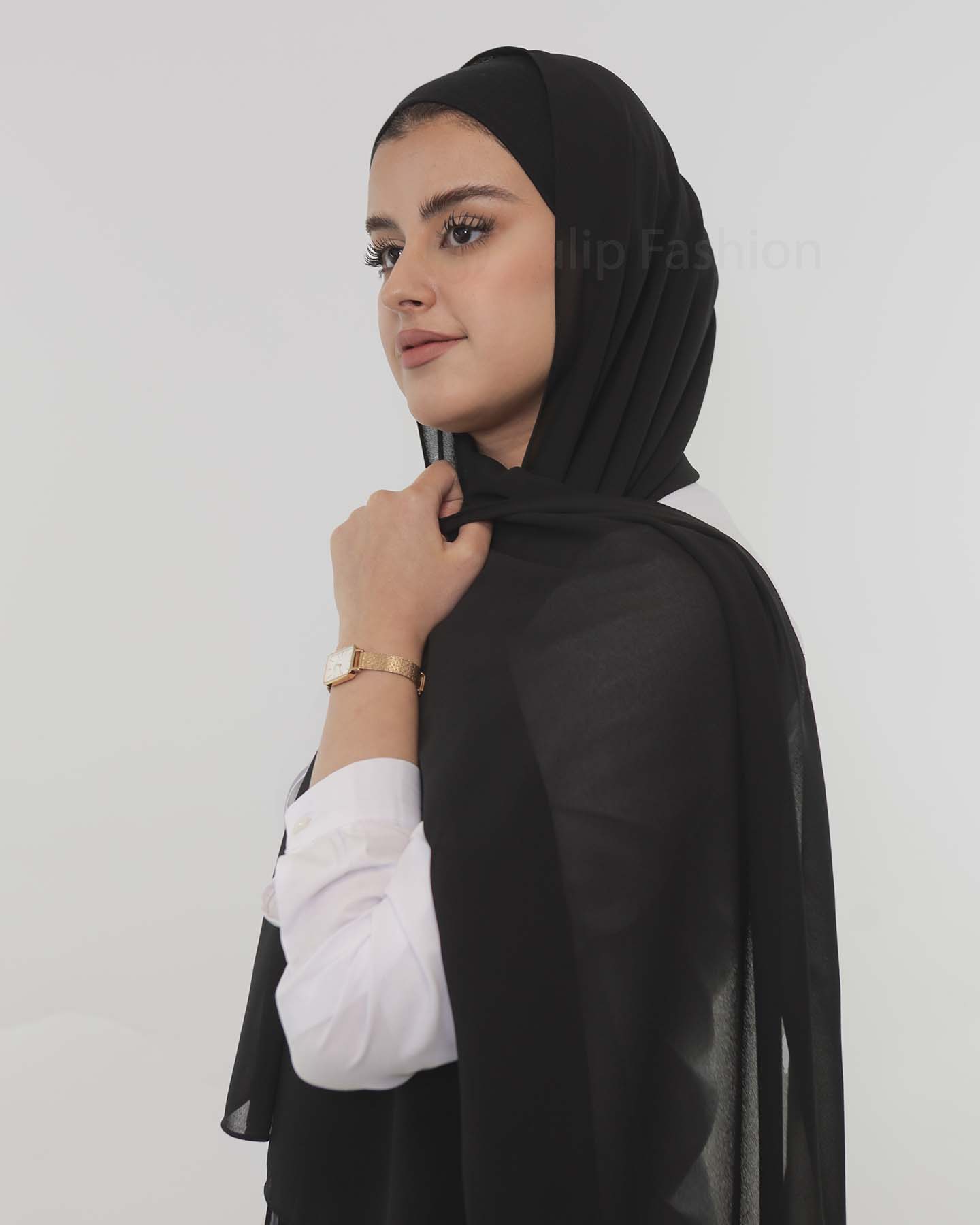 Premium Chiffon Hijab - Black - 2