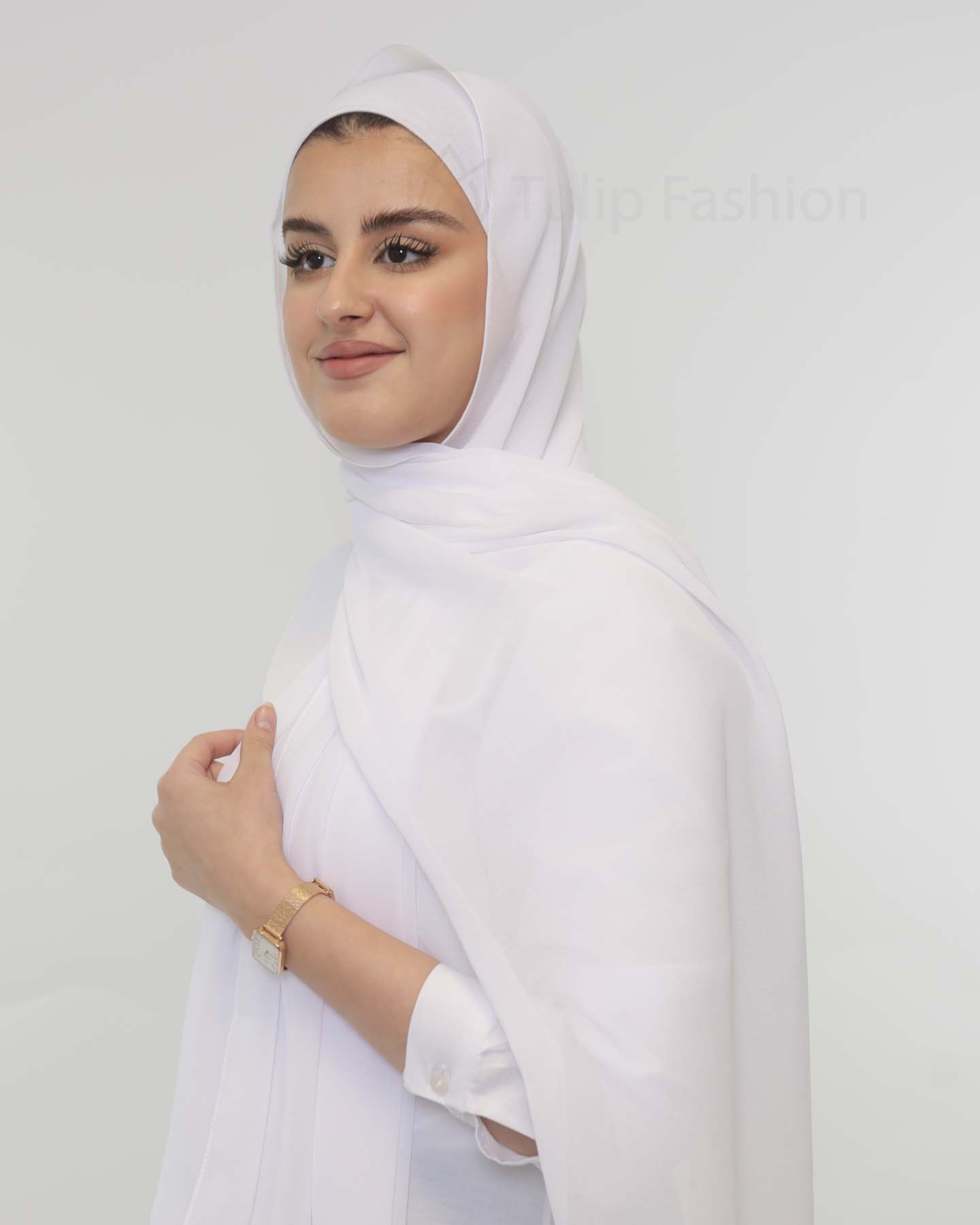 Premium Chiffon Hijab - Vit - 2