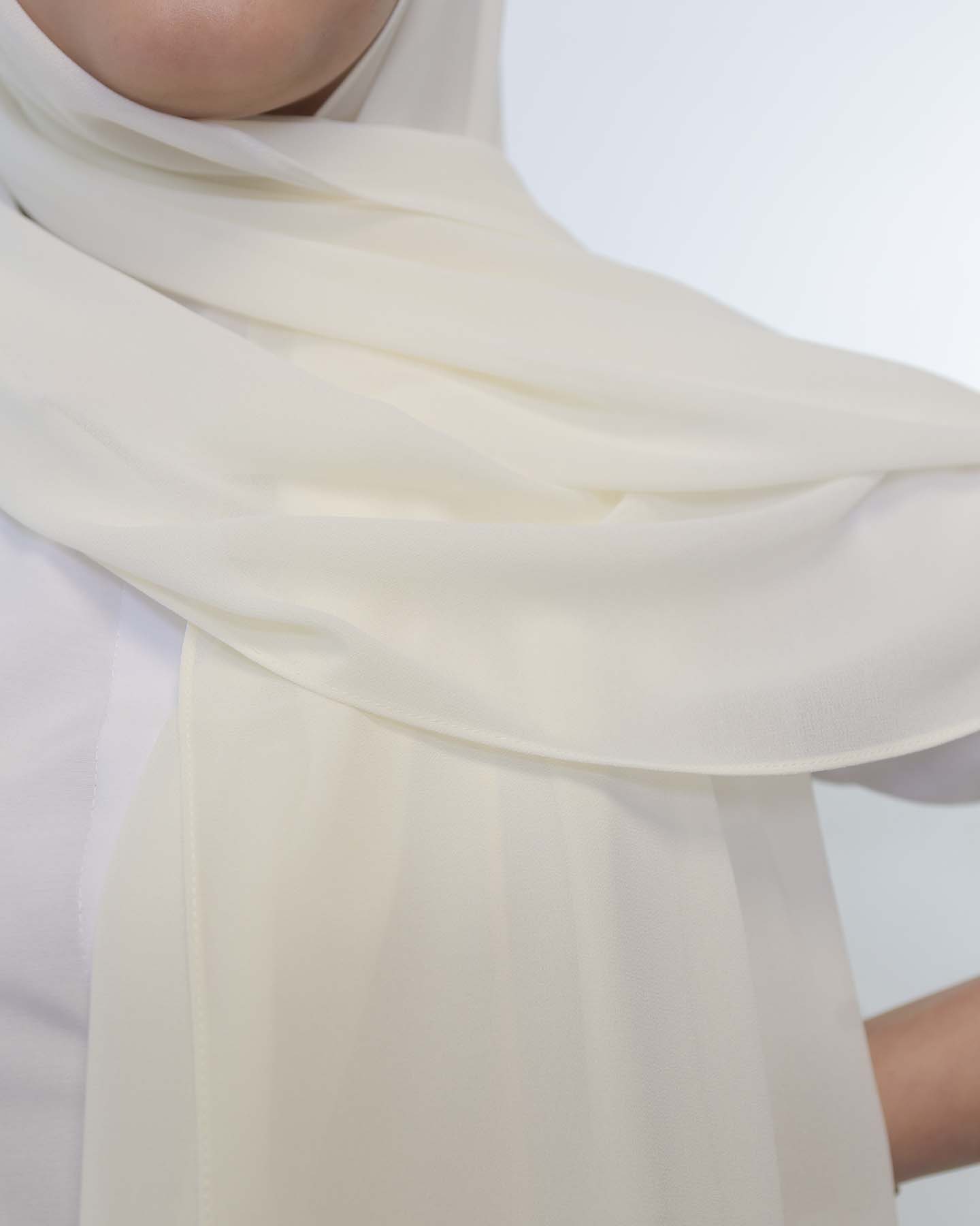 Premium Chiffon Hijab - Cream - 3