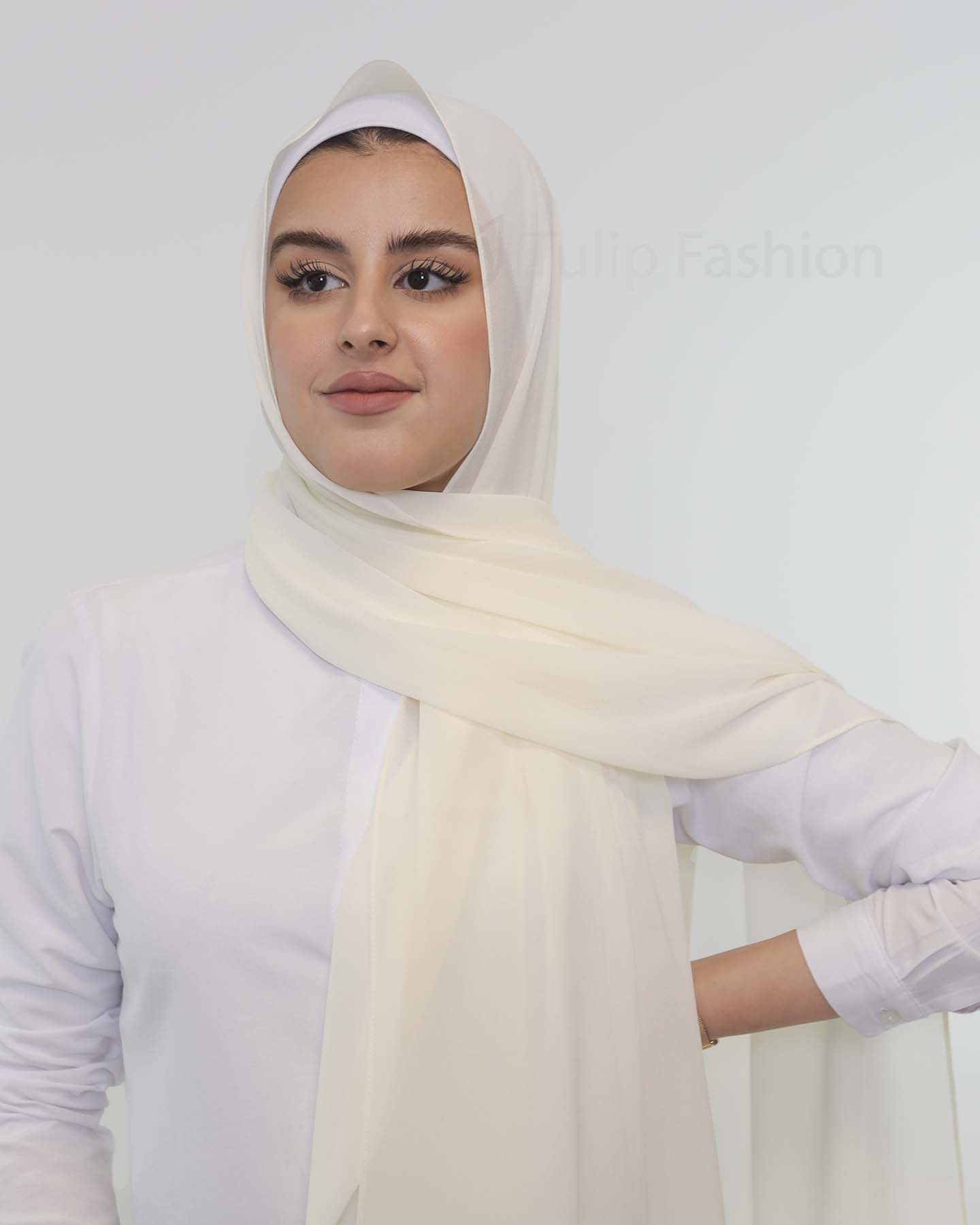 Premium Chiffon Hijab - Cream