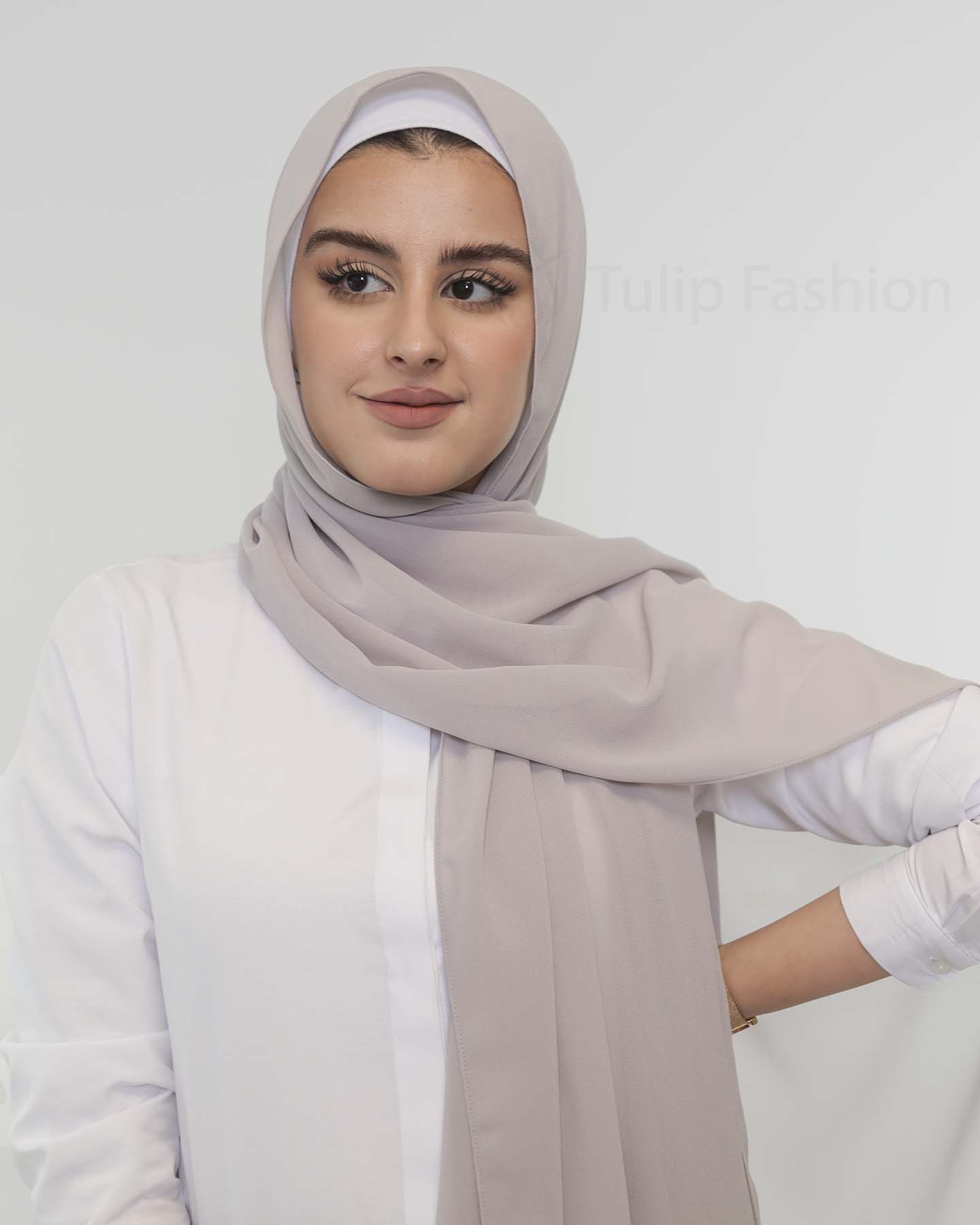 Premium Chiffon Hijab - Light Gray