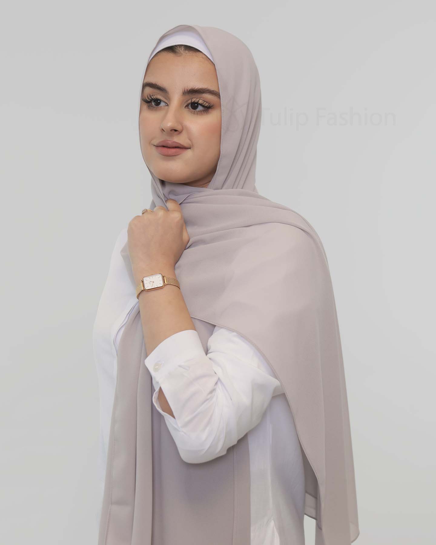 Premium Chiffon Hijab - Light Gray - 2