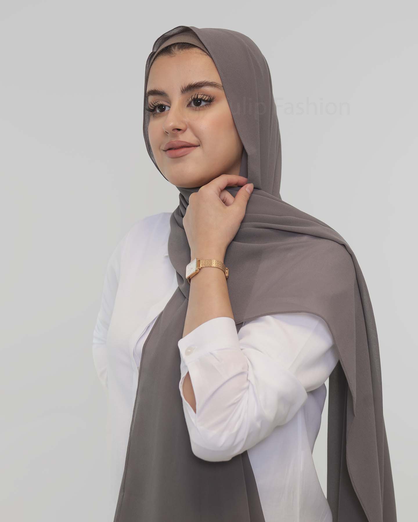 Premium Chiffon Hijab - Dark Gray - 2