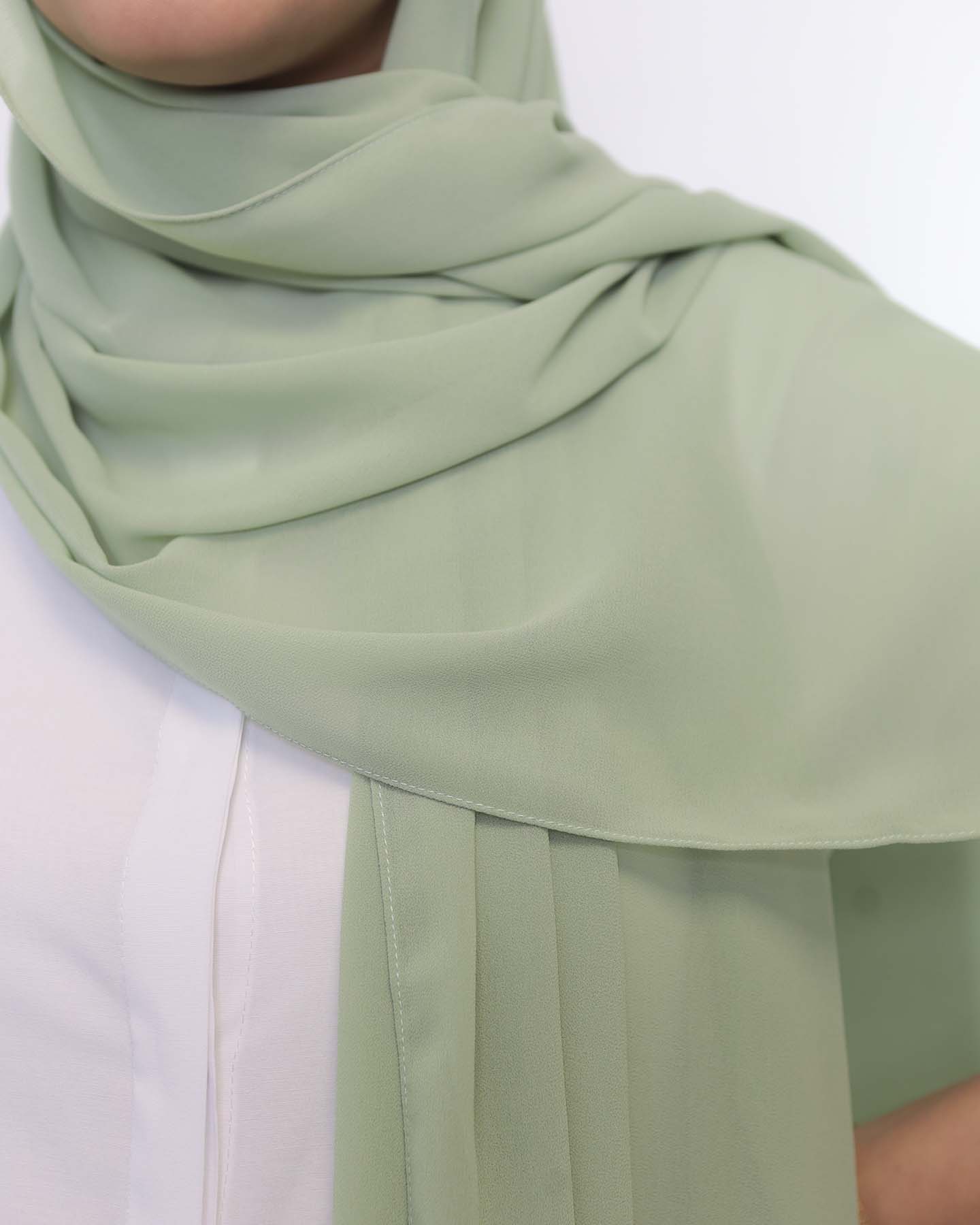Premium Chiffon Hijab - Pistachio Green - 3