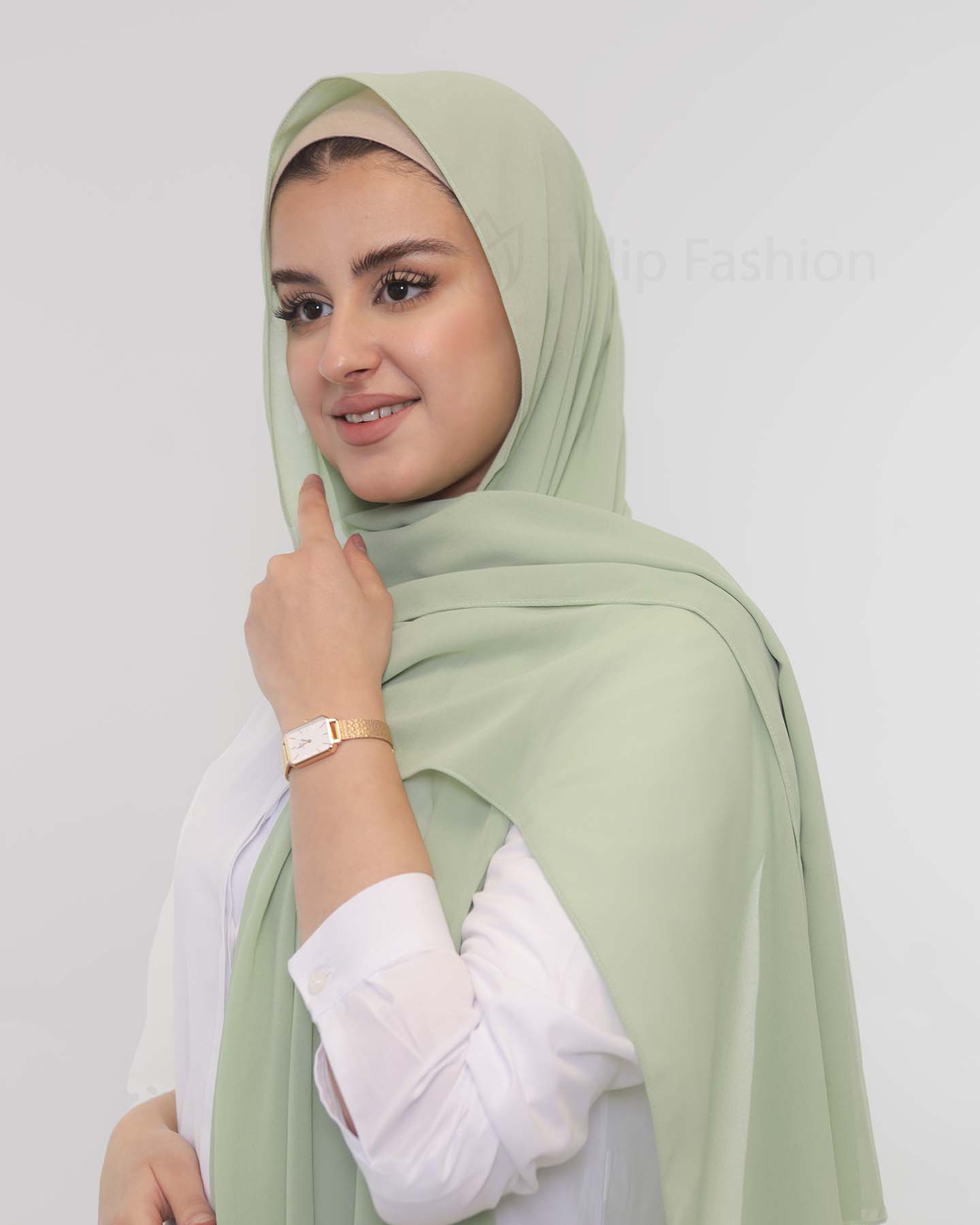 Premium Chiffon Hijab - Pistachio Green - 2