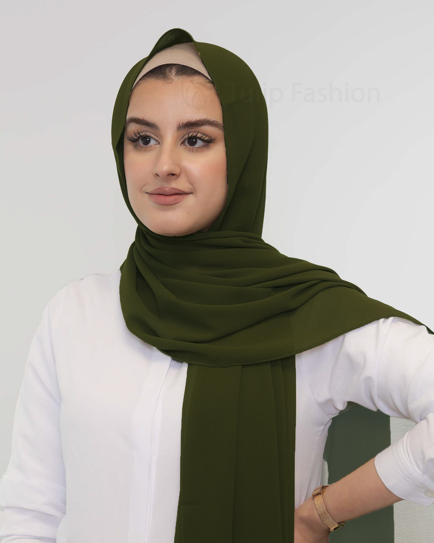 Premium Chiffon Hijab - Olive Green