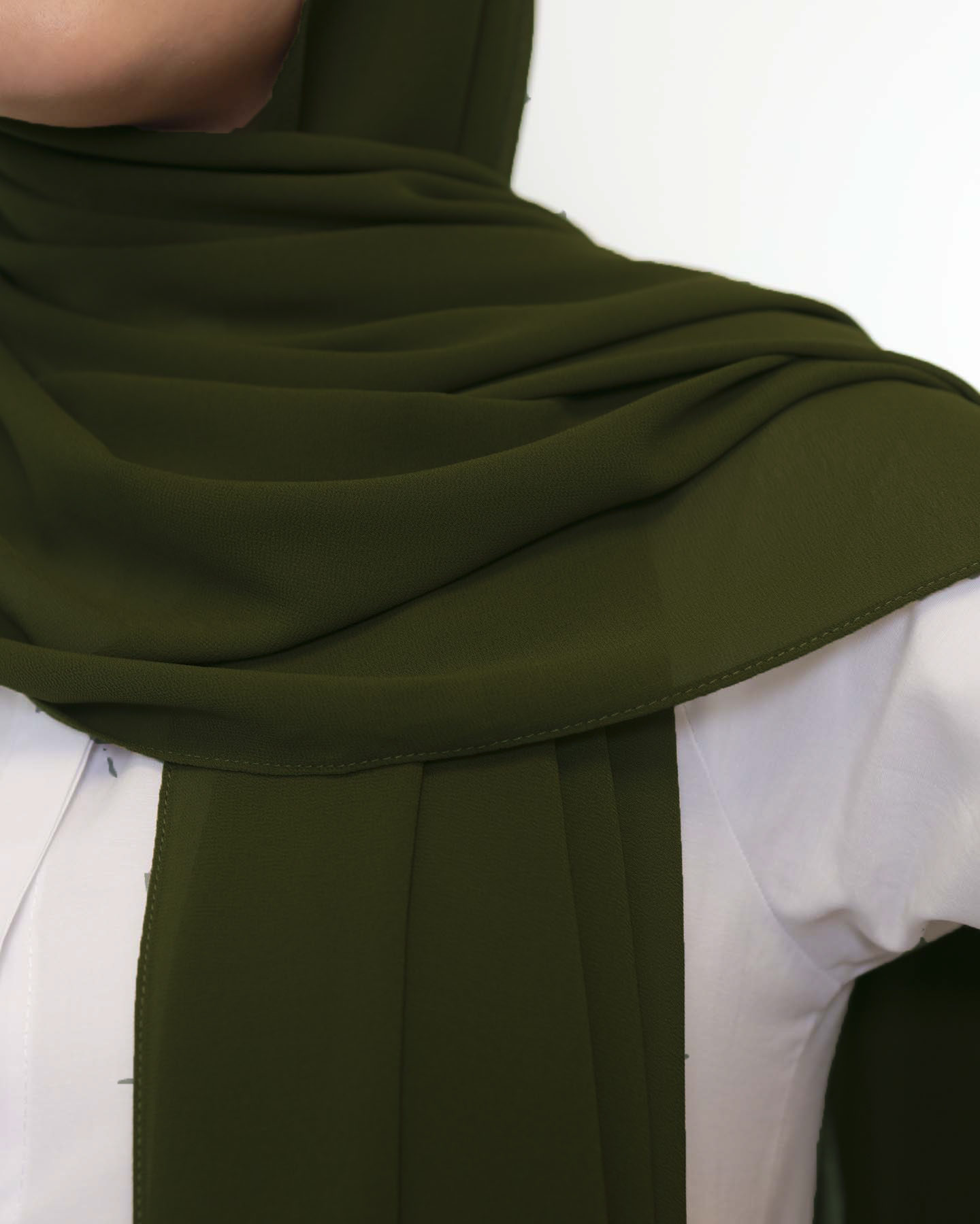 Premium Chiffon Hijab - Olive Green - 3